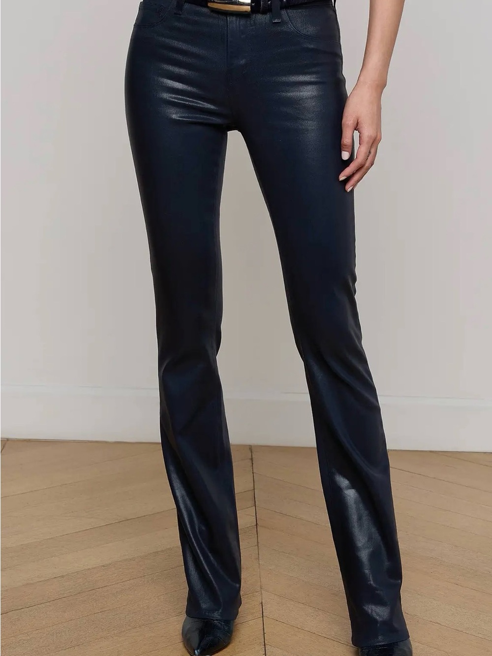 L'AGENCE Navy coated (Selma) stretch bootcut Jean
